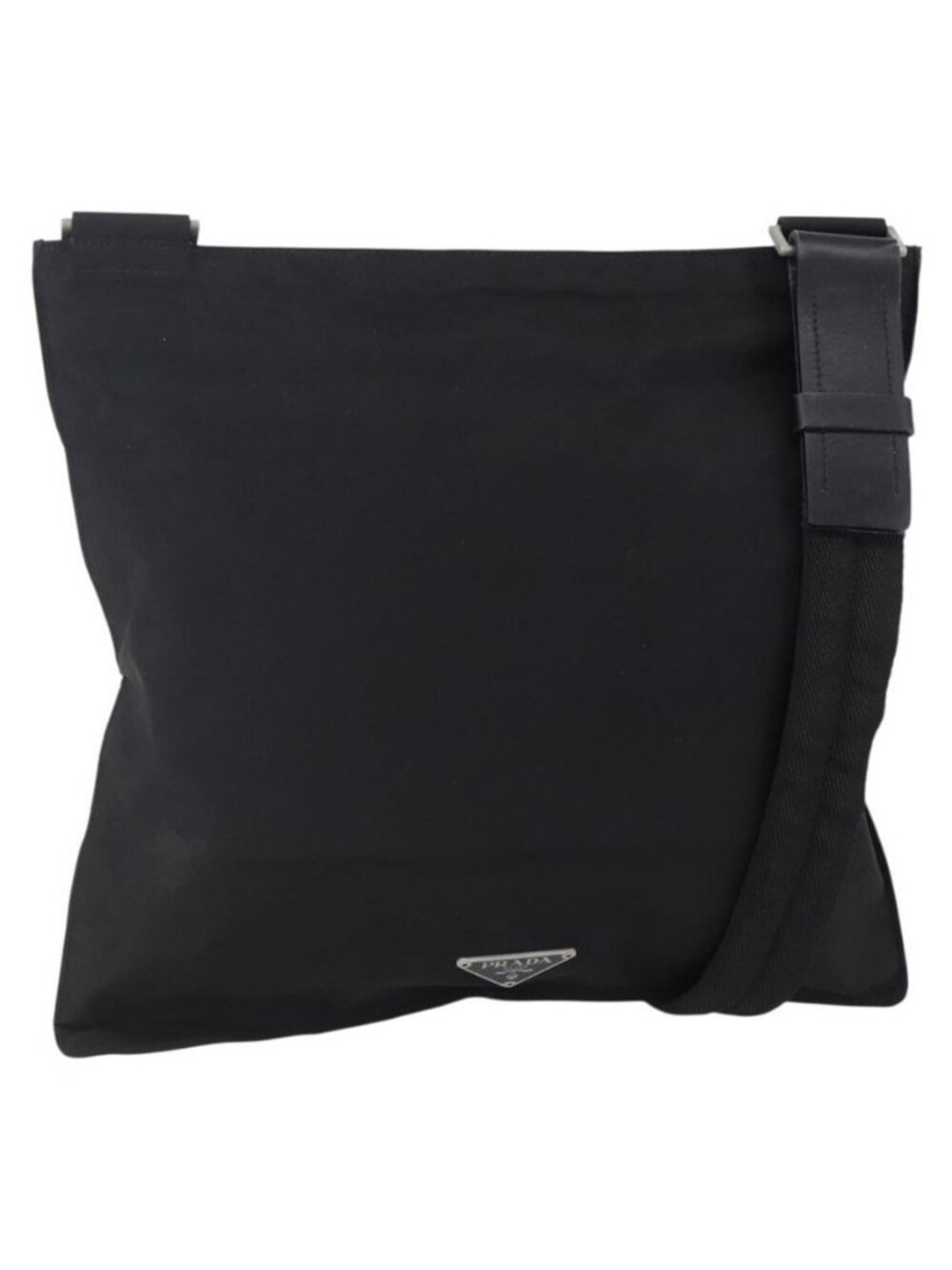 Authentic PRADA Shoulder Bag Nylon Black Silver